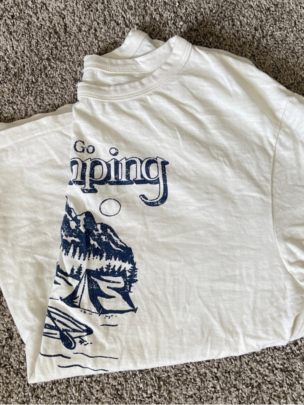 dip White Graphic Camping Tee with Navy Print